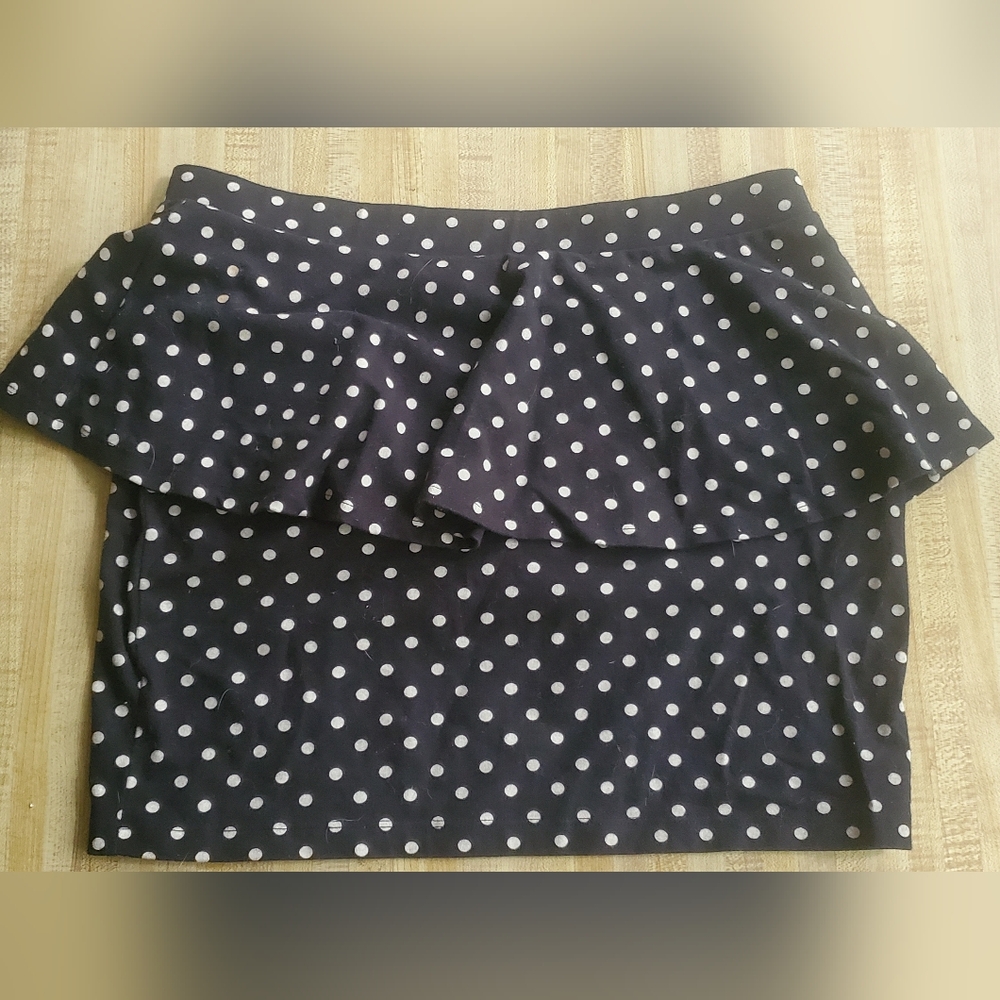 Peplum Polka Dot Bodycon Black Skirt